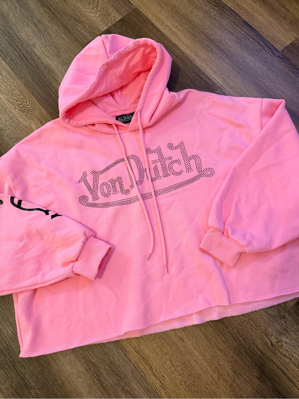 Von Dutch Women’s Cropped Hoodie Pink Like New Medium